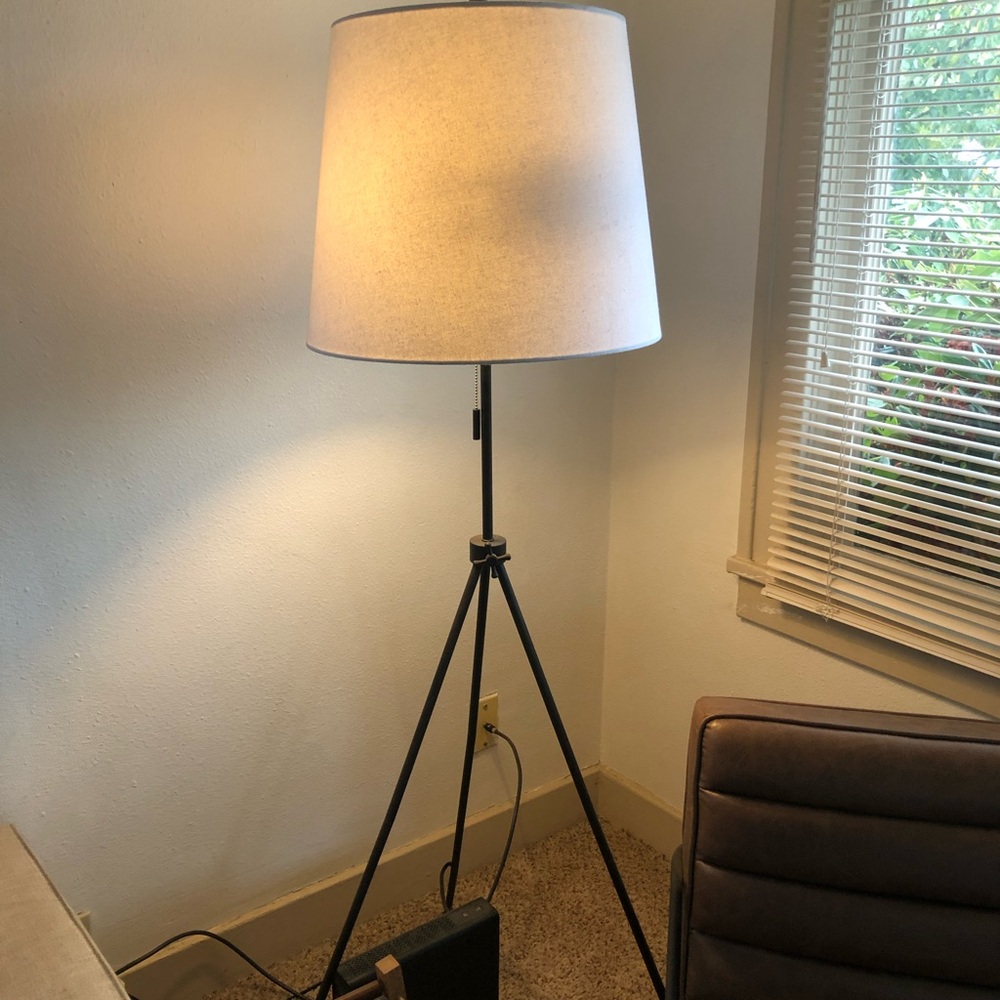 Studio McGee Rare Metal Tripod Floor Lamp Black White - Threshold - New in Box